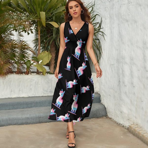 LGBT Llama Transgender Flag Pride Womens Casual Sleeveless Dress Maxi Long Beach Dress Sundress