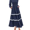 71uPOLvtxfL.jpg Womens Smocked Long Sleeve Maxi Dress Wedding Guest Spring Fall Boho Tiered Lace Trim Flowy Long Dresses Pockets
