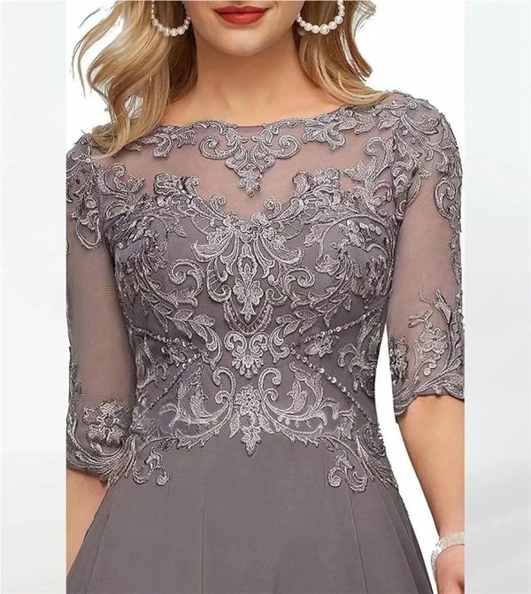 71v6itEDRxL.jpg Backless Chiffon Wedding Dresses for Women High Low Tea Length Beaded Lace Formal Evening Gowns