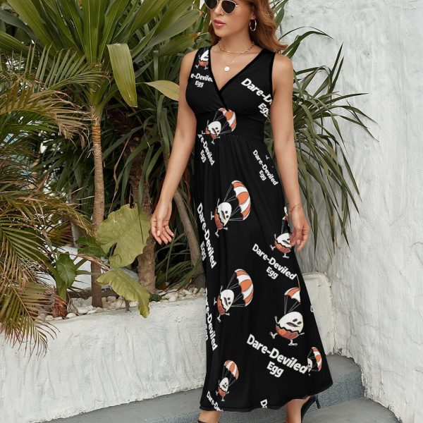 Funny Egg Dare-Deviled Egg Womens Casual Sleeveless Dress Maxi Long Beach Dress Sundress
