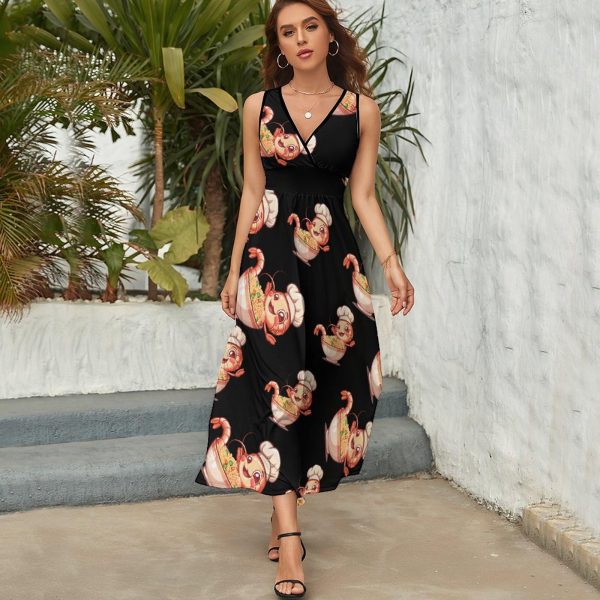 Shrimp Fried Rice Womens Casual Sleeveless Dress Maxi Long Beach Dress Sundress