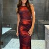 Floral Summer Dresses for Women 2025 Bodycon Sleeveless Midi Dress Side Slit Wedding Cocktail Party Dresses