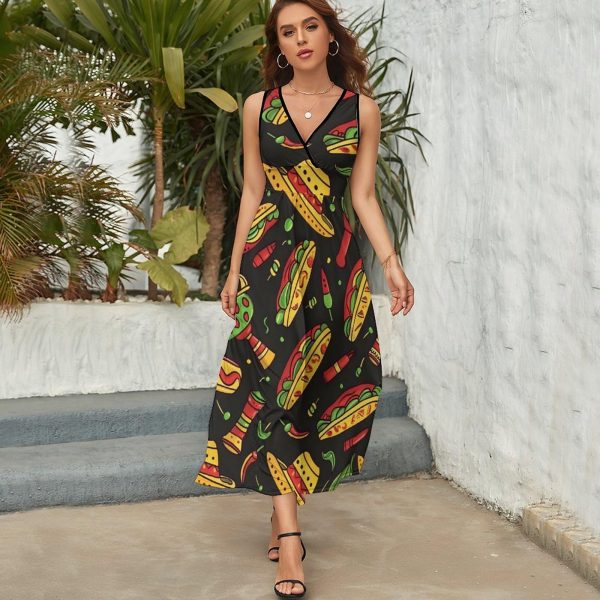 National Taco Day Womens Casual Sleeveless Dress Maxi Long Beach Dress Sundress