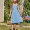 8159U2EmAL.jpg Girls' Dress Square Neck Summer Tie Back Spaghetti Straps Elegant Chiffon A-line Party Dress 7-14 Years