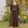 816NuoMUC6L.jpg Girls Maxi Dress Long Sleeve Casual Holiday Dress with Pockets for 5-14 Years