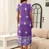 Long Nightgowns for Women House Dress Plus Size Sleepwear Pleated Full Length Loungwear S-4XL