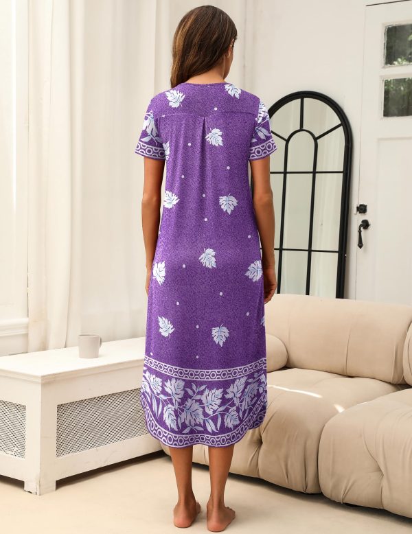 Long Nightgowns for Women House Dress Plus Size Sleepwear Pleated Full Length Loungwear S-4XL
