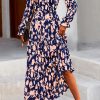 Women's 2024 Fall Dresses Boho Maxi Dress Casual Long Sleeve V Neck Floral Dresses Wedding Guest Dress