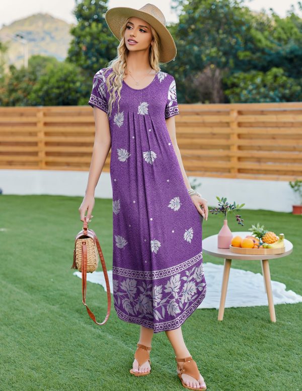 Long Nightgowns for Women House Dress Plus Size Sleepwear Pleated Full Length Loungwear S-4XL