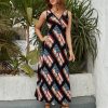 Vintage Baseball American Flag Womens Casual Sleeveless Dress Maxi Long Beach Dress Sundress