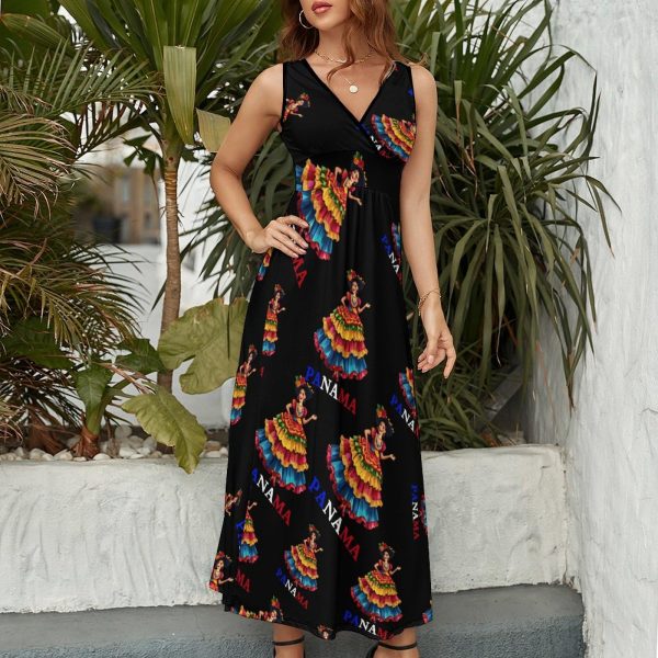 Panamanian Heritage and Pride Womens Casual Sleeveless Dress Maxi Long Beach Dress Sundress