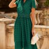 81E0QL2yK2L.jpg Women Short Sleeve V Neck Swiss Dot Midi Summer Dresses 2024 Boho Ruffle Long Dresses Ruffle Wedding Guest Dress