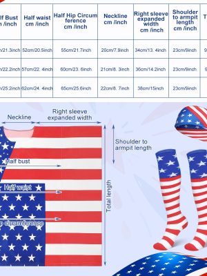 American Flag Dress Set for Women Include Patriotic Flag Dress American Flag Socks Bandana for 4th of July