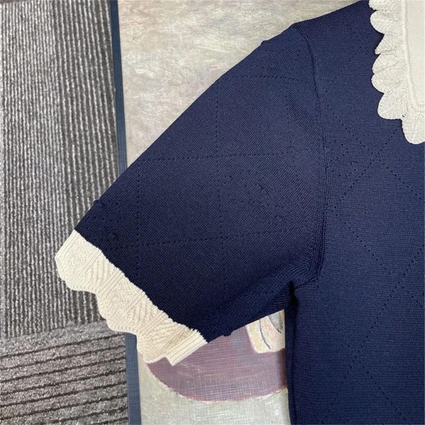 81L0LMKSuL.jpg Women's 2025 Knit Lace Collar Dress - Short Sleeve Color Block