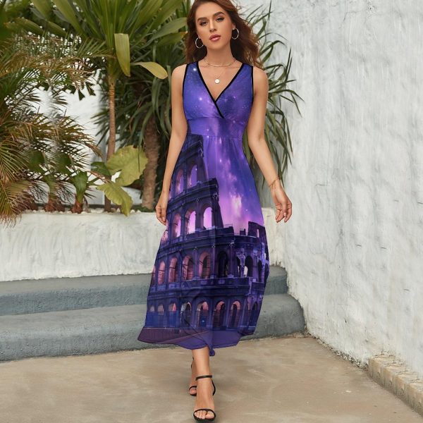 Rome Italy Famous Ancient Landmark Womens Casual Sleeveless Dress Maxi Long Beach Dress Sundress