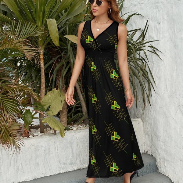 81NzxjO9spL.jpg I Love Jamaica Jamaican Flag Heart Womens Casual Sleeveless Dress Maxi Long Beach Dress Sundress