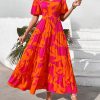 81PiWHH7oGL.jpg Casual Women Summer Dresses 2024 Puff Sleeve Floral Maxi Dresses Smocked Backless Flowy Tiered Beach Long Dress
