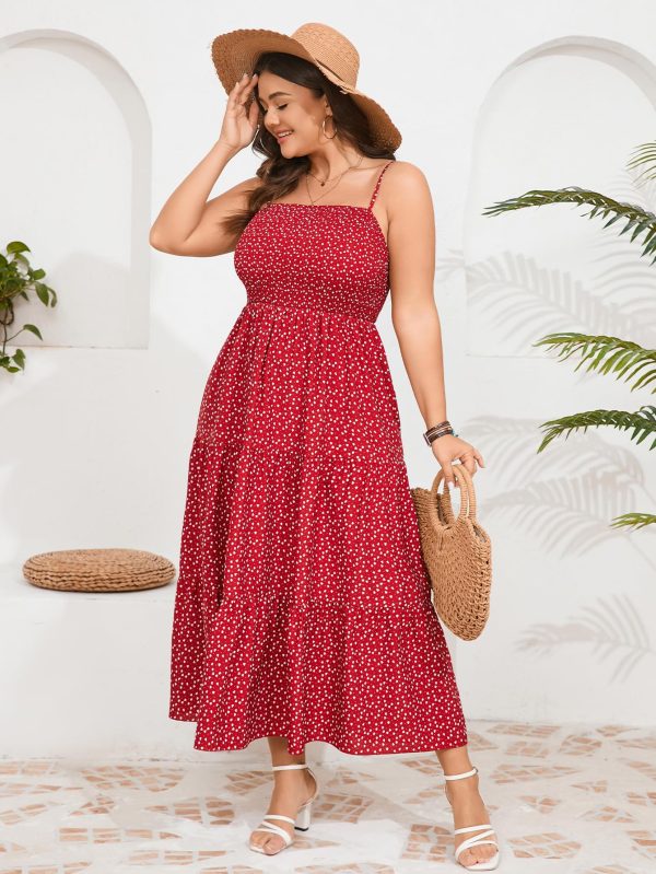 81R8FSuaPkL.jpg Women's Plus Size Summer Maxi Dress Sleeveless Spaghetti Strap Smocked Casual Boho Tiered Long Beach Sun Dresses