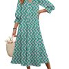 81RLIRW0wIL.jpg Women's Boho Maxi Dresses 2025 Summer Casual V Neck Puff Sleeve Floral Tiered Flowy Swing Beach Vacation Long Dress