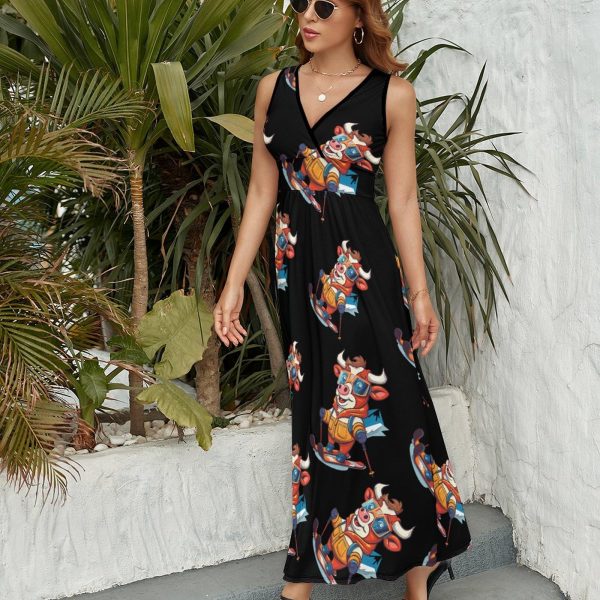 81RYc30VRxL.jpg Ski Rider Cow Womens Casual Sleeveless Dress Maxi Long Beach Dress Sundress