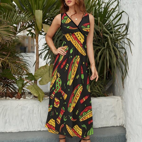 National Taco Day Womens Casual Sleeveless Dress Maxi Long Beach Dress Sundress