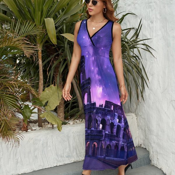 Rome Italy Famous Ancient Landmark Womens Casual Sleeveless Dress Maxi Long Beach Dress Sundress
