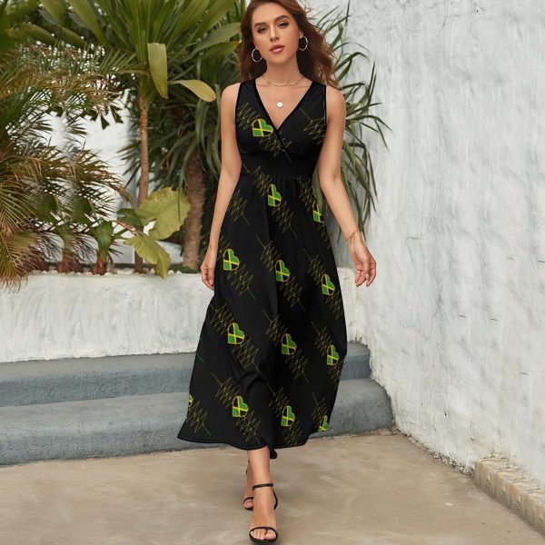 81UirxGcmrL.jpg I Love Jamaica Jamaican Flag Heart Womens Casual Sleeveless Dress Maxi Long Beach Dress Sundress