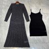 81UwTZPMzL.jpg Women's Silk Knit O-Neck Dress - Slim Fit Spaghetti Strap Lining Maxi Evening Dress