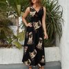 Poker Pug Lover Cute Dog Playing Cards Womens Casual Sleeveless Dress Maxi Long Beach Dress Sundress