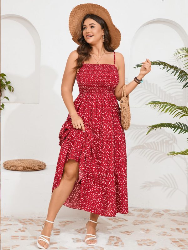 81Y25er5osL.jpg Women's Plus Size Summer Maxi Dress Sleeveless Spaghetti Strap Smocked Casual Boho Tiered Long Beach Sun Dresses
