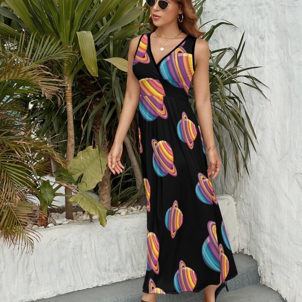 81aOFgg1UAL.jpg Trans Flag Saturn Human Rights LGBTQ Womens Casual Sleeveless Dress Maxi Long Beach Dress Sundress