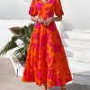 81b3Izun-DL.jpg Casual Women Summer Dresses 2024 Puff Sleeve Floral Maxi Dresses Smocked Backless Flowy Tiered Beach Long Dress