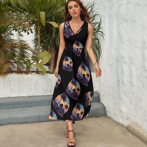 Classic Car Vintage Womens Casual Sleeveless Dress Maxi Long Beach Dress Sundress