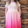 Girls Maxi Dress Long/Short Sleeve Casual Holiday Dress with Pockets for 5-13 Years