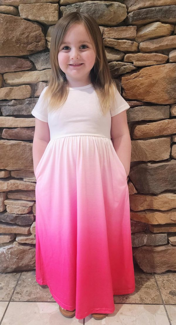 Girls Maxi Dress Long/Short Sleeve Casual Holiday Dress with Pockets for 5-13 Years