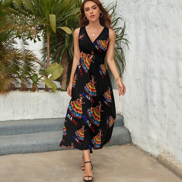 Panamanian Heritage and Pride Womens Casual Sleeveless Dress Maxi Long Beach Dress Sundress