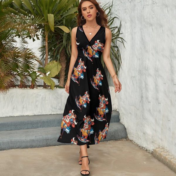 81kqaVSg-L.jpg Ski Rider Cow Womens Casual Sleeveless Dress Maxi Long Beach Dress Sundress