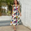Colorful Dogs Dachshund Womens Casual Sleeveless Dress Maxi Long Beach Dress Sundress