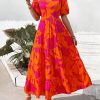 81owu13nZUL.jpg Casual Women Summer Dresses 2024 Puff Sleeve Floral Maxi Dresses Smocked Backless Flowy Tiered Beach Long Dress