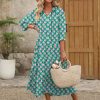 81pG1h5hQGL.jpg Women's Boho Maxi Dresses 2025 Summer Casual V Neck Puff Sleeve Floral Tiered Flowy Swing Beach Vacation Long Dress