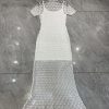 81rYThJ6bvL.jpg Women's Sheer Jacquard Trumpet Dress - Hollow Out Short Sleeve Suspender Mermaid Gown