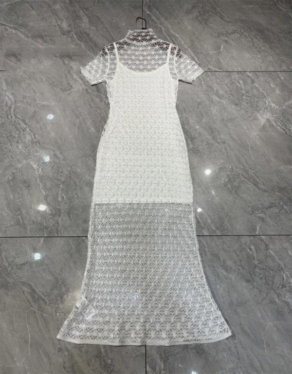 81rYThJ6bvL.jpg Women's Sheer Jacquard Trumpet Dress - Hollow Out Short Sleeve Suspender Mermaid Gown