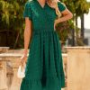 81sIejIUOLL.jpg Women Short Sleeve V Neck Swiss Dot Midi Summer Dresses 2024 Boho Ruffle Long Dresses Ruffle Wedding Guest Dress