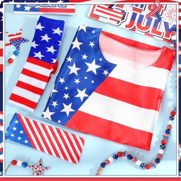 81u0PC7d05L.jpg American Flag Dress Set for Women Include Patriotic Flag Dress American Flag Socks Bandana for 4th of July