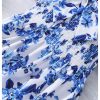 Girl's Summer Floral Bow Front Puff Sleeve Dress Shirred Tiered Ruffle Hem A Line Long Dress