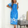 Women's House Dress with Pockets Long Nightgowns for Women House Dress Pleated Front Moo Moos for Women S-XXXL