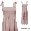 Women's Summer Boho Spaghetti Strap Square Neck Ruffle Casual Flowy Long Dress Beach Swing Party Maxi Dress