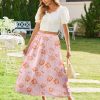 Women's Midi Summer 2025 Boho Elastic High Waist A-Line Flowy Swing Asymmetric Tiered Skirt Dress with Pockets