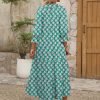 91zCKQR4fZL.jpg Women's Boho Maxi Dresses 2025 Summer Casual V Neck Puff Sleeve Floral Tiered Flowy Swing Beach Vacation Long Dress